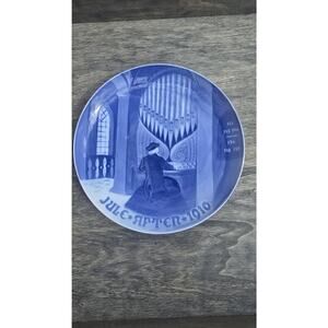 Vintage Bing & Grondahl Jule Aften 1910 Christmas Plate Blue White Porcelain